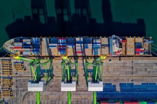 Aerial view of a cargo ship