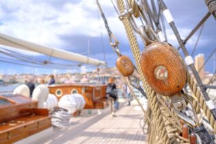 Closeup of ropes on a boat