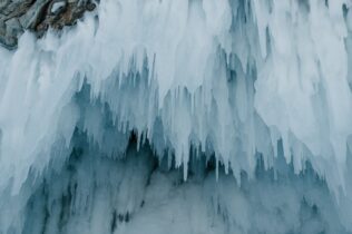 Close up of frozen icicles