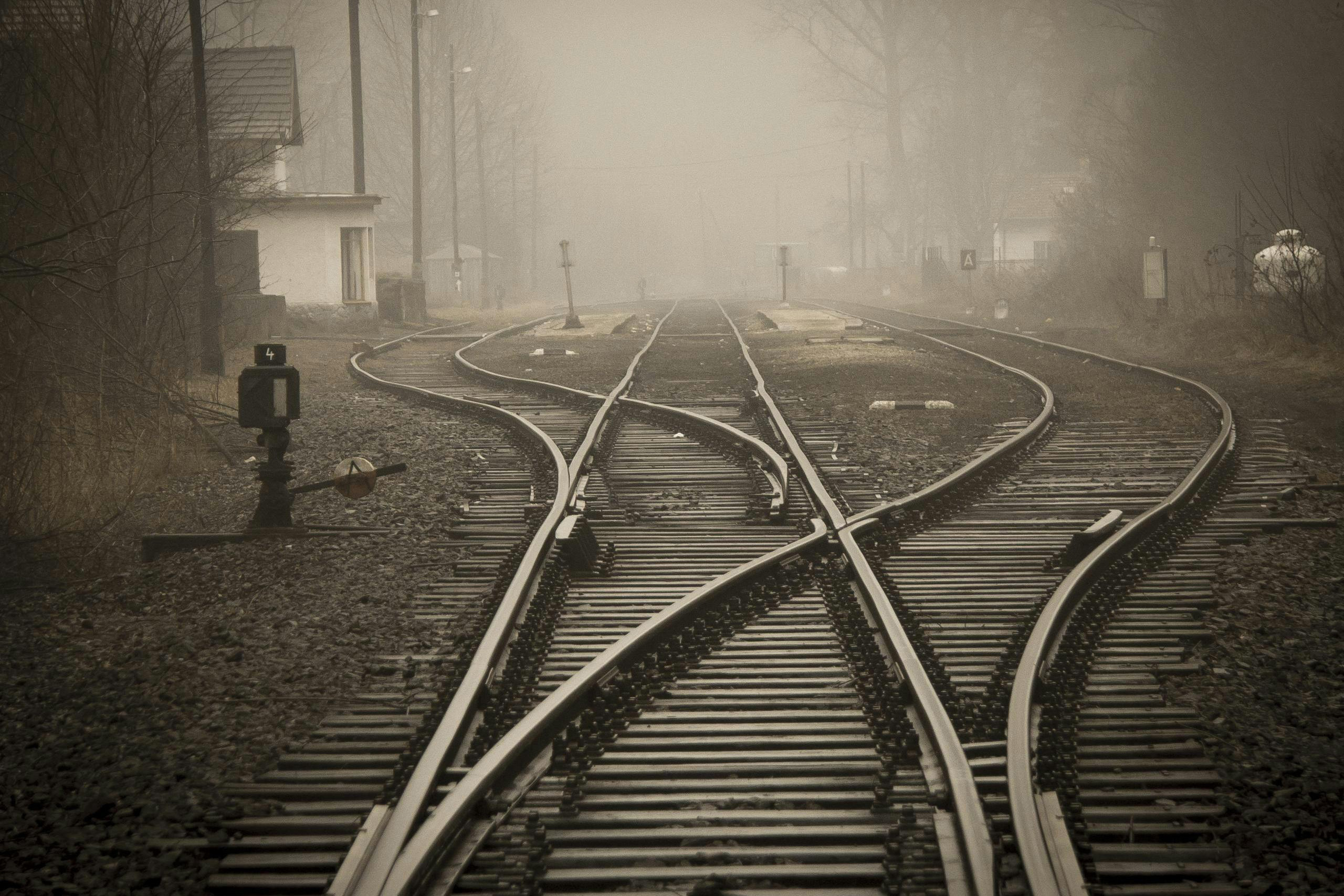 Railroad tracks in a city