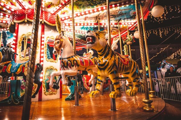 Colorful funfair carousel