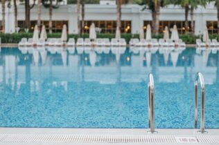 Swimming pool ladder in swimming pool
