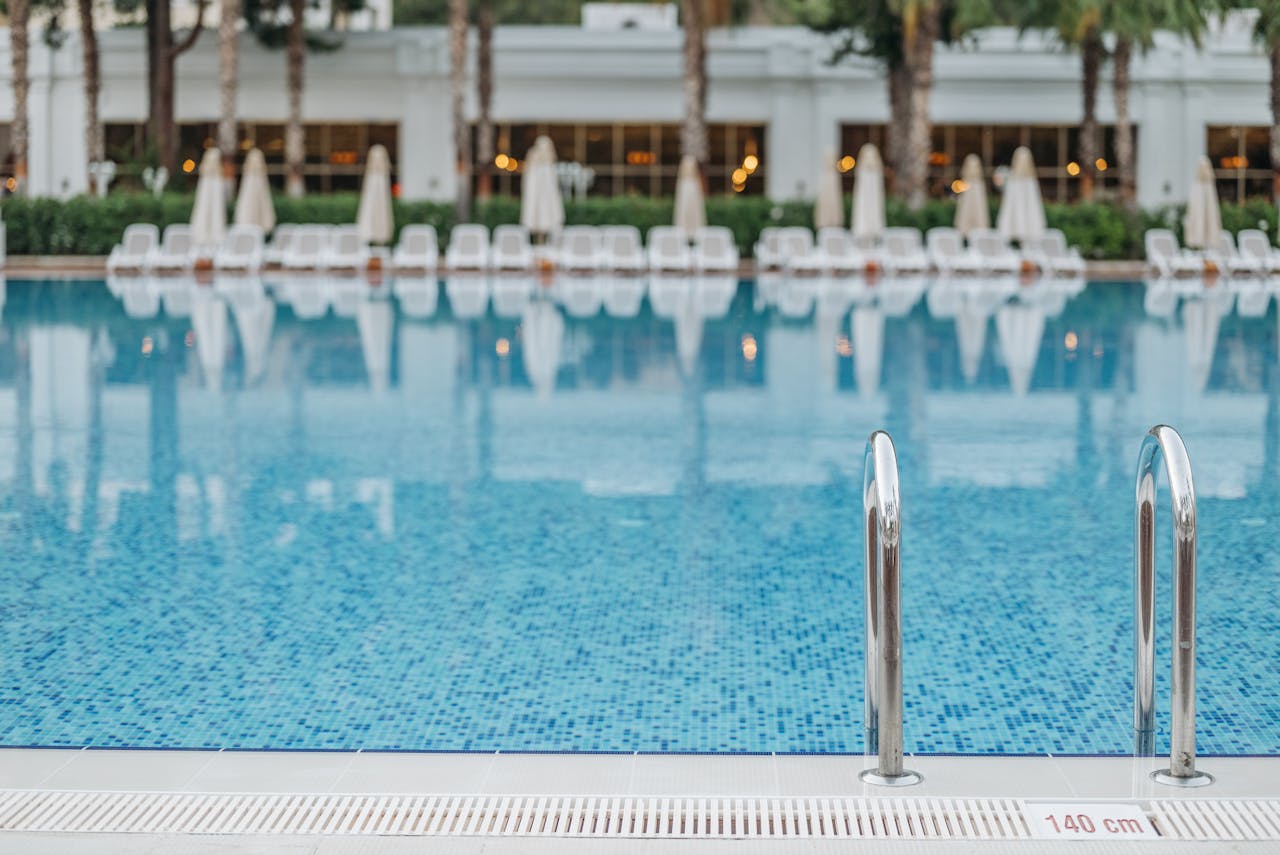 Swimming pool ladder in swimming pool