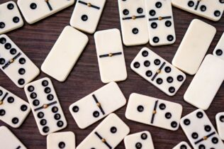 Photo of black and white dominoes